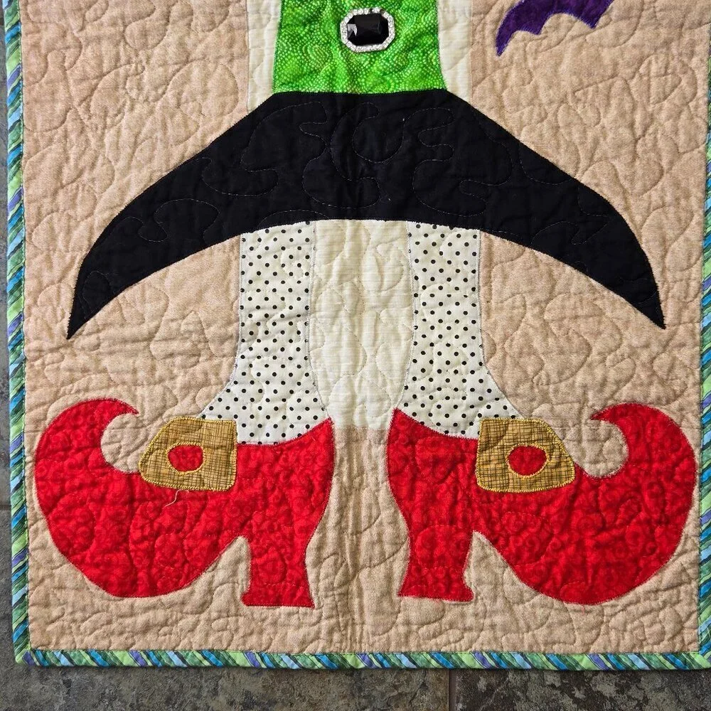 Quilted Fall/Halloween Witch Runner Colorful Patchwork Rustic Holiday Home
